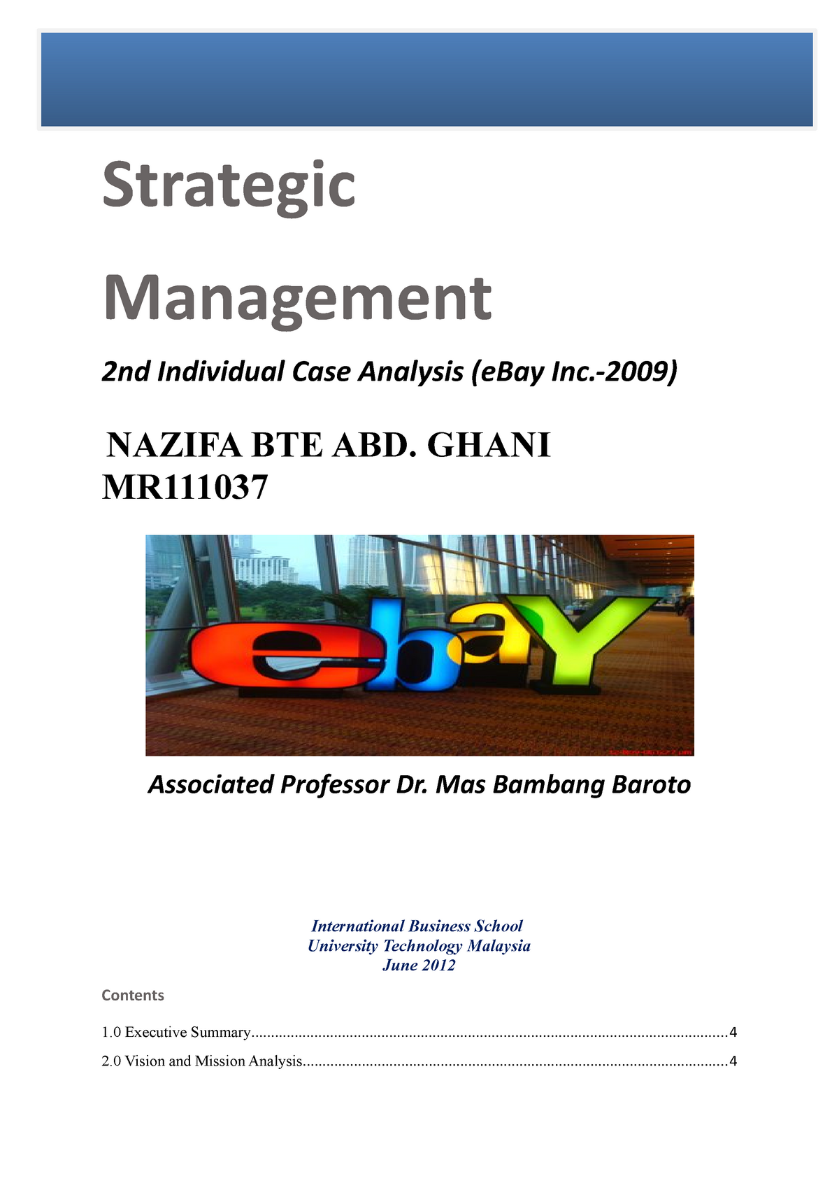 ebay case study strategic management