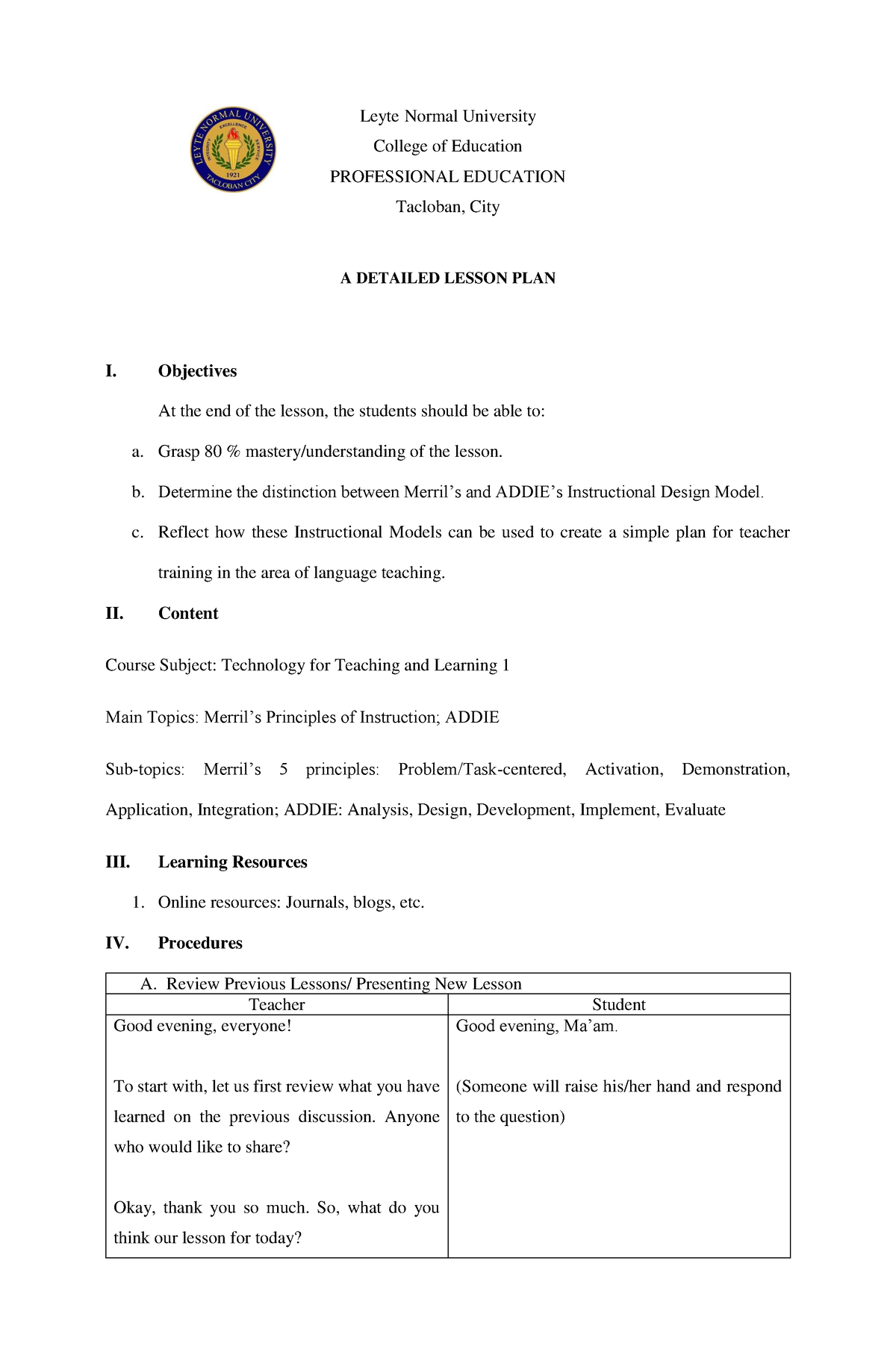 Detailed- Lesson-PLAN - Leyte Normal University College of Education ...