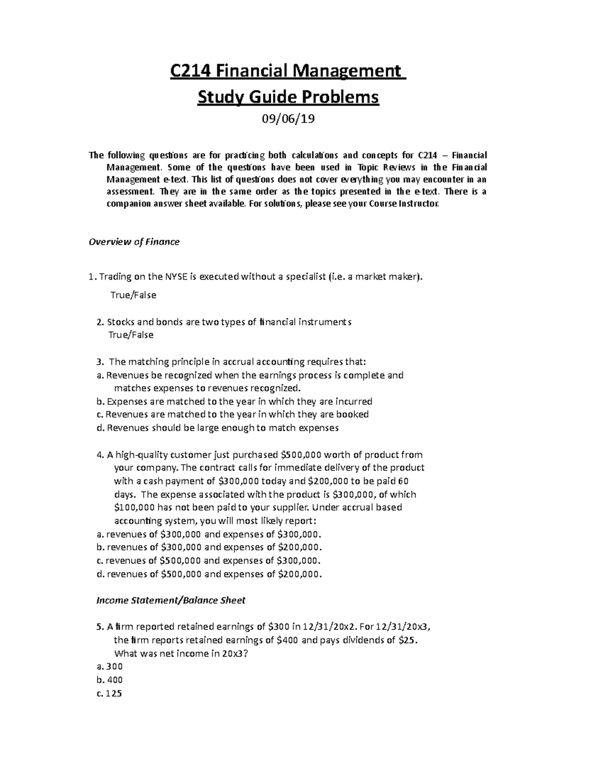 C214 Practice Questions - C214 Financial Management Study Guide ...