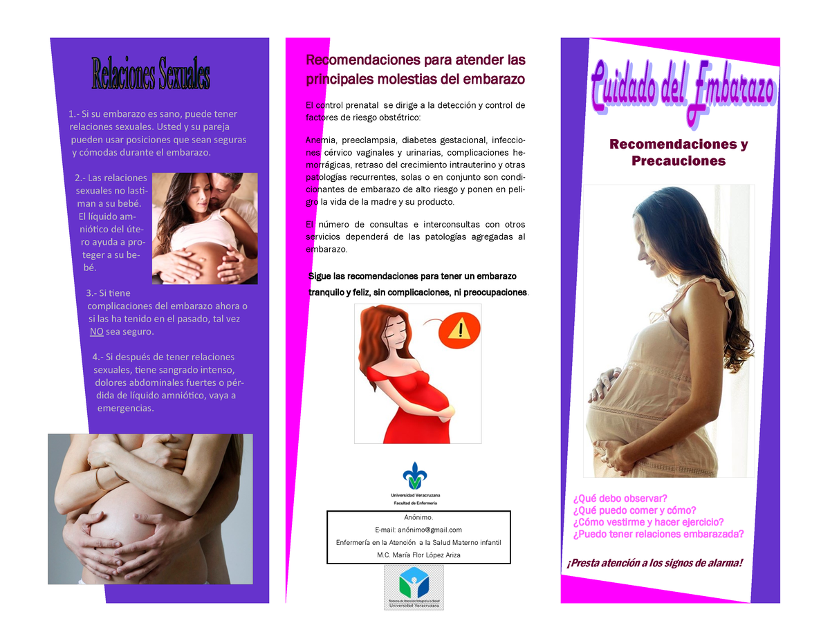 Triptico Embarazo 1 Si Su Embarazo Es Sano Puede Tener Relaciones Sexuales Usted Y Su 5634