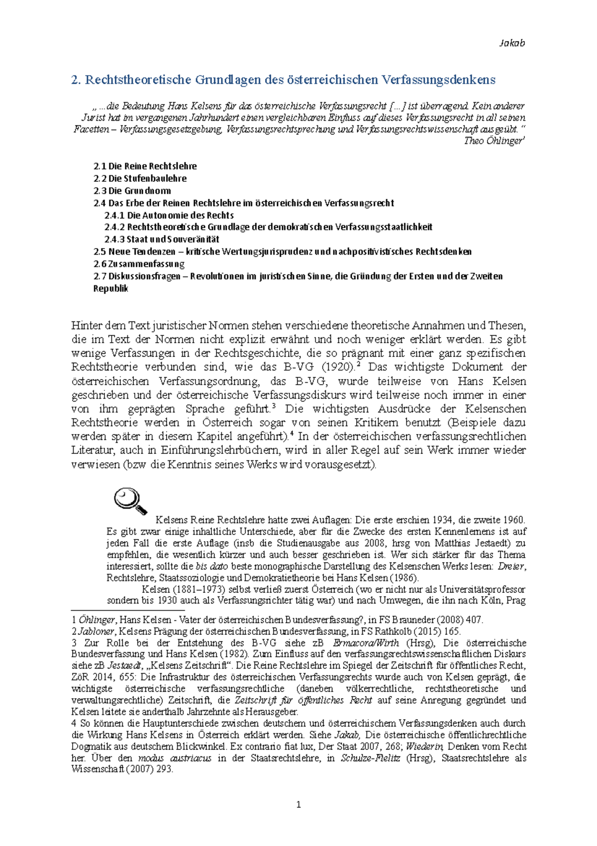 1 - Kelsen - 2. Rechtstheoretische Grundlagen Des österreichischen ...