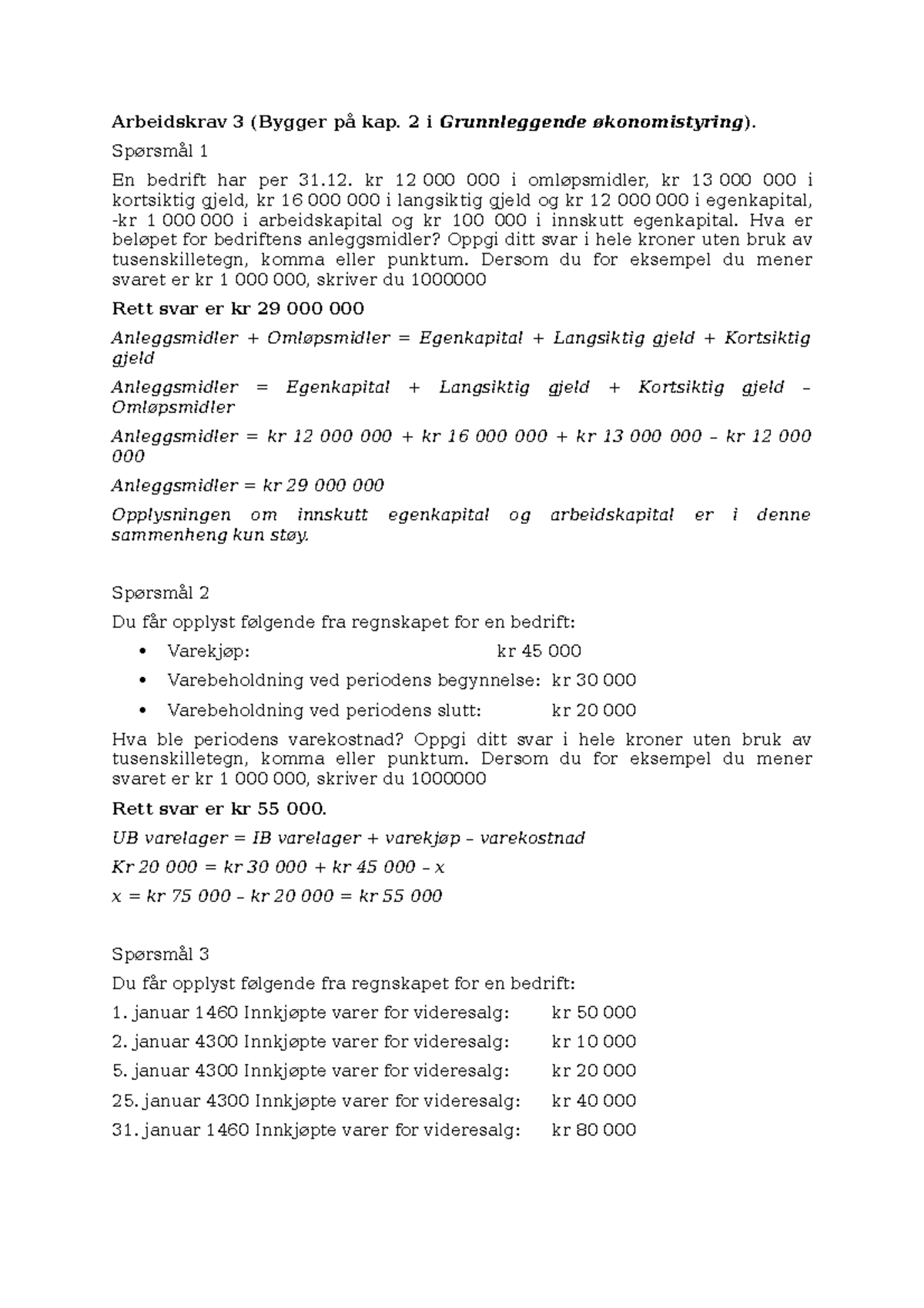 Arbeidskrav 3 - BØA1100 - NTNU - Studocu