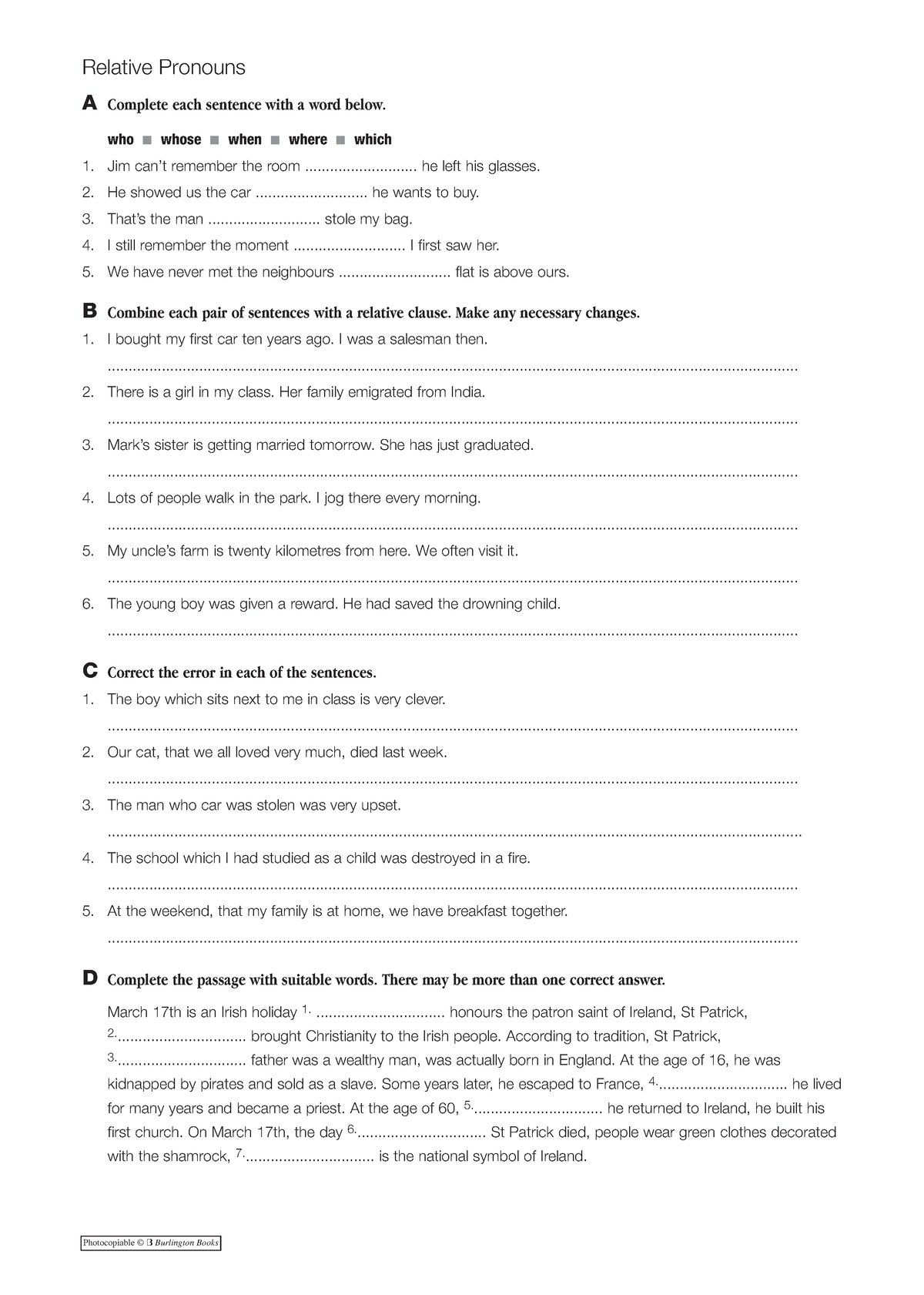 3. Relative clauses More practice - A Complete each sentence with a ...