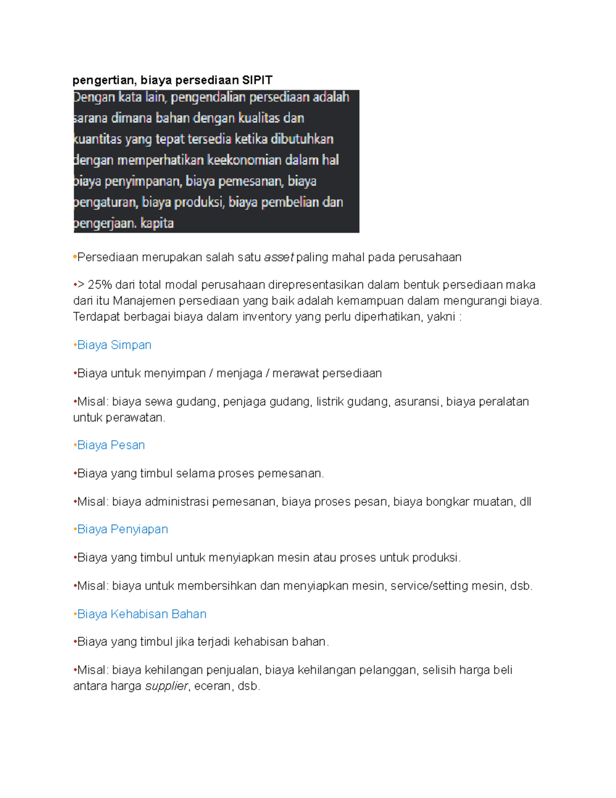 Bahan Sipit PPT Teokep - inventory - pengertian, biaya persediaan SIPIT ...