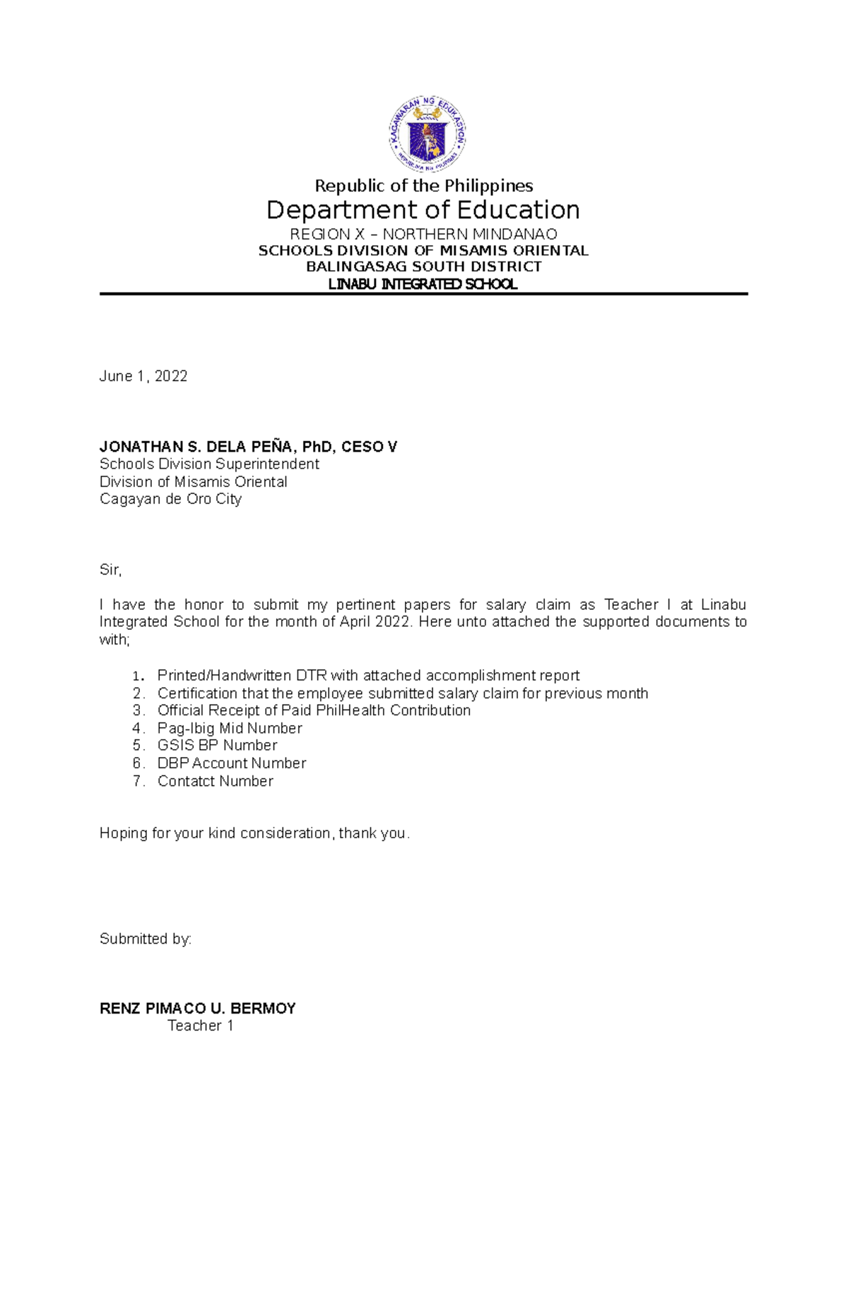 example of application letter philippines