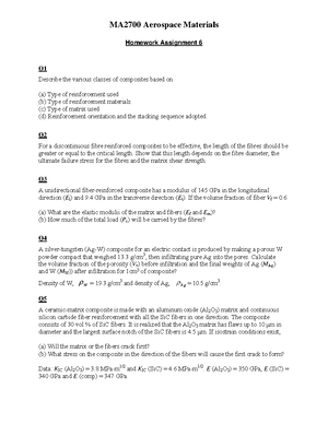 MA2700 Tutorial 2 - MA2700 Aerospace Materials Homework Assignment 2 Q ...