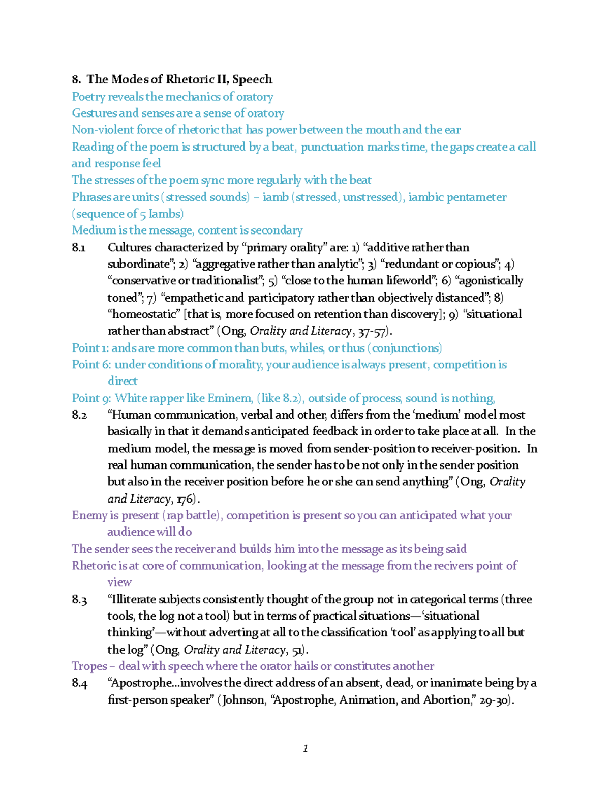 8 Modes of Rhetoric II, Speech, Sentences 8. The Modes of Rhetoric