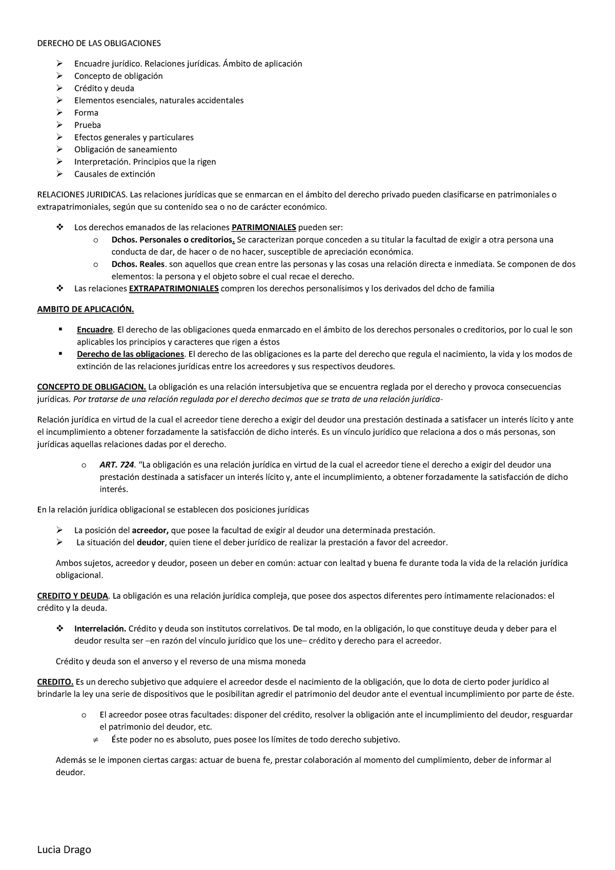 Obligaciones Y Contratos 1° Parcial - DERECHO DE LAS OBLIGACIONES ...