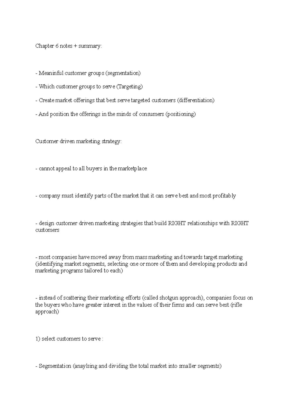 Chapter 6 marketing notes - Chapter 6 notes + summary: Meaninful ...
