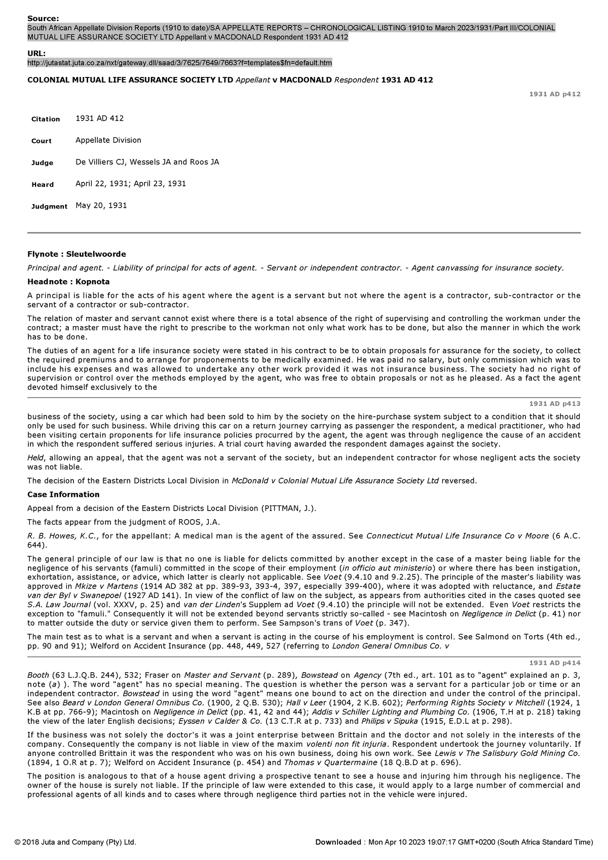 Colonial Mutual LIFE Assurance Society LTD Appellant v Macdonald ...