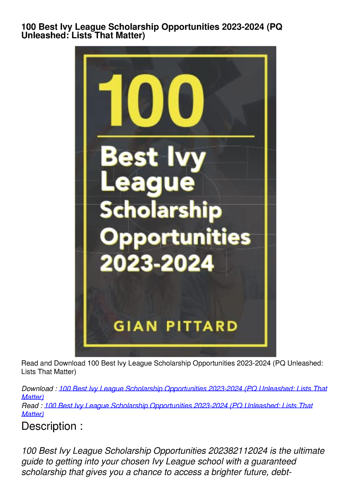 READ PDF 100 Best Ivy League Scholarship Opportunities 2023 2024 PQ   Thumb 1200 1698 