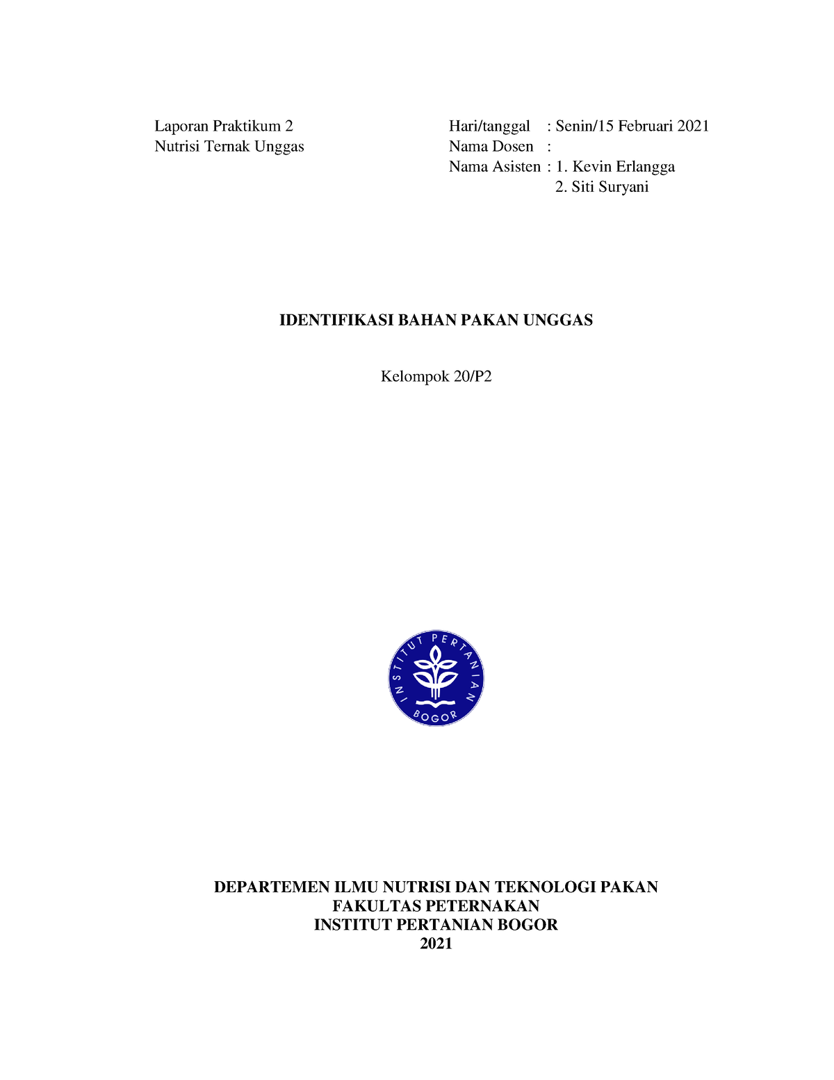 Bahan Pakan Sumber Energi - Laporan Praktikum 2 Hari/tanggal : Senin/15 ...