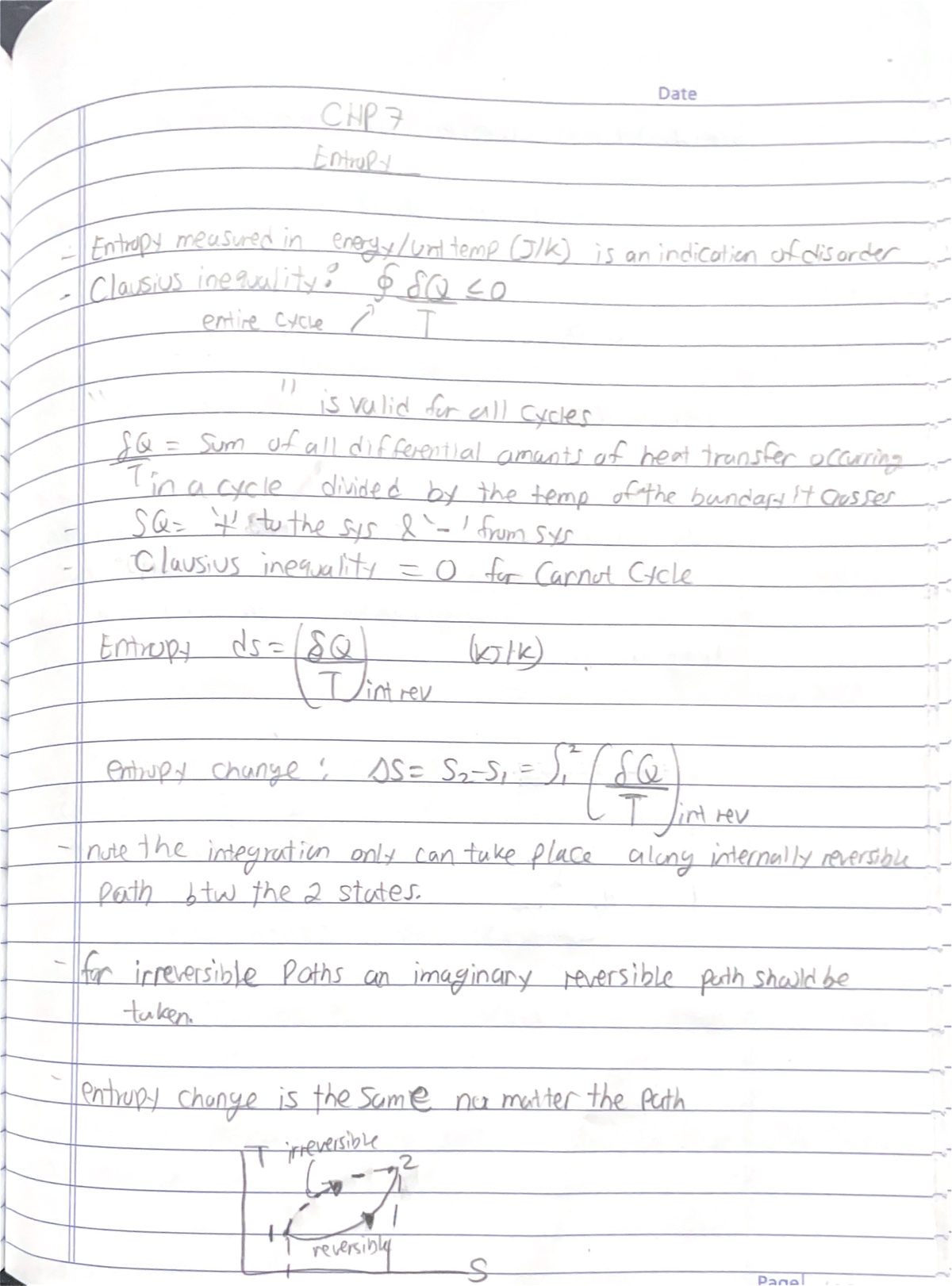 Chapter 7Entropy - handwritten notes - Thermodynamics: an Engineering ...