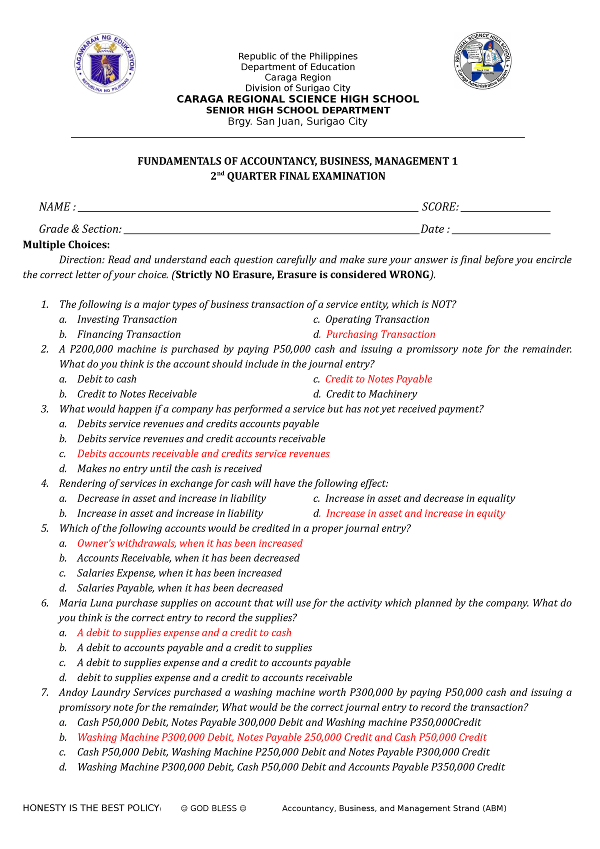 2nd Quarter Final Exam - Lessons - Republic Of The Philippines ...