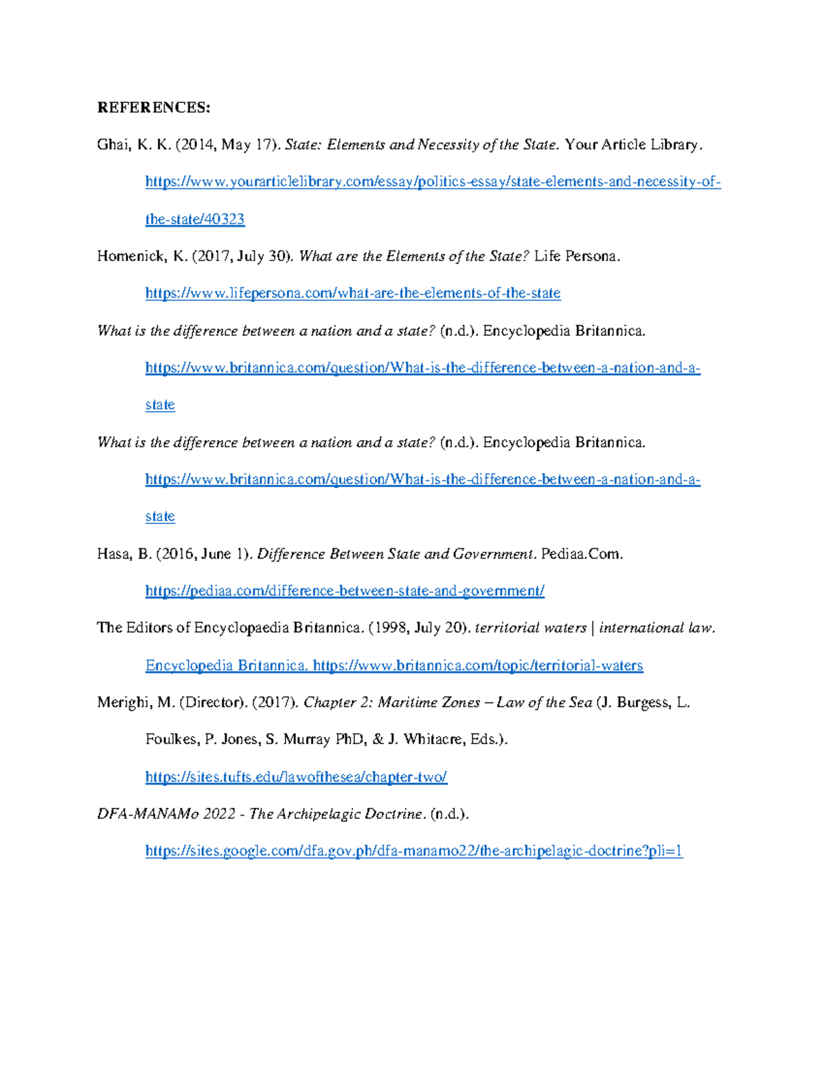 References for activity 2 - REFERENCES: Ghai, K. K. (2014, May 17 ...