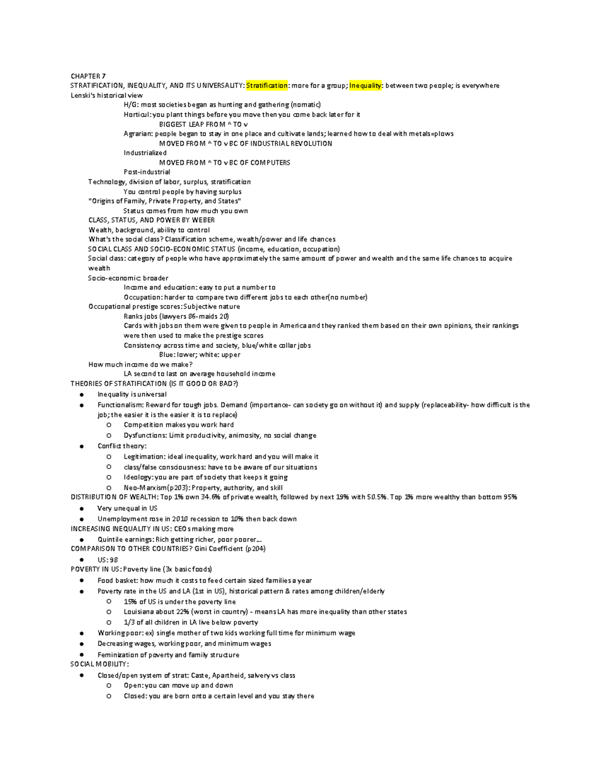 Exam 3 cheat sheet - Summary HONORS: Introductory Sociology - CHAPTER 7 ...