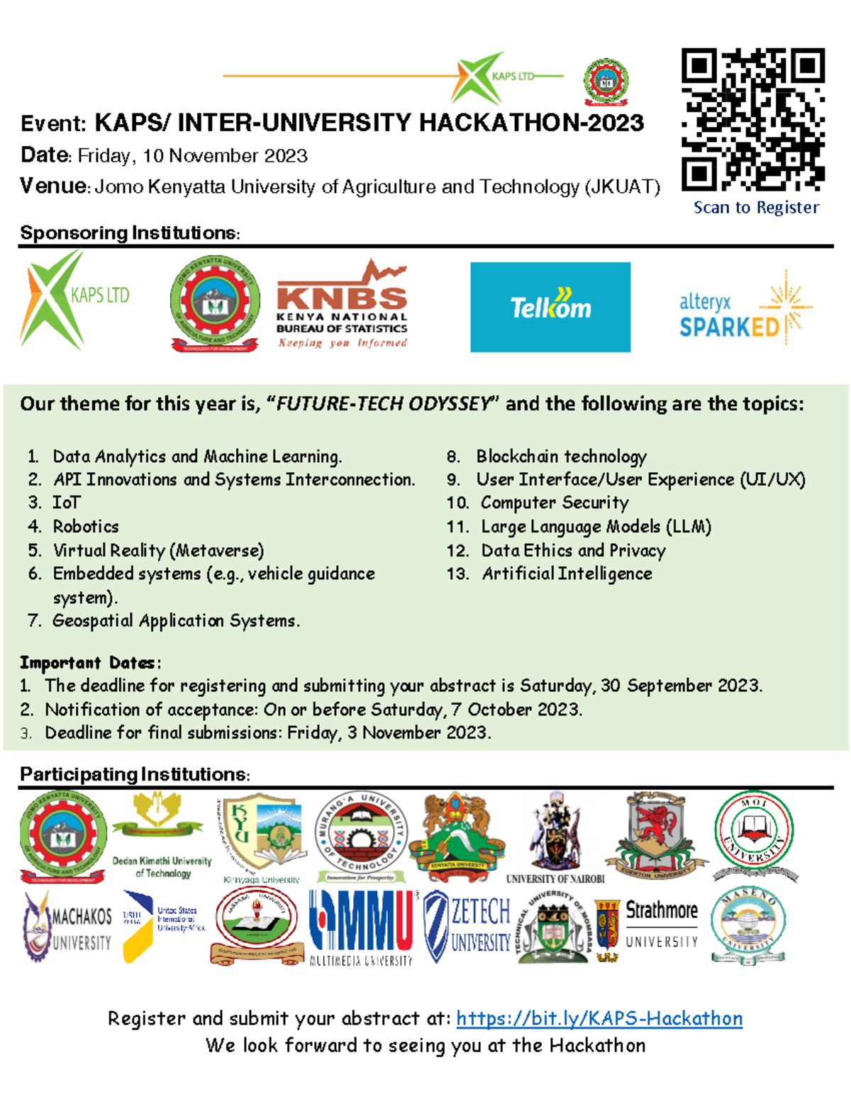 Hackathon Event Poster 230906 185930 - Scan to Register Event: KAPS ...