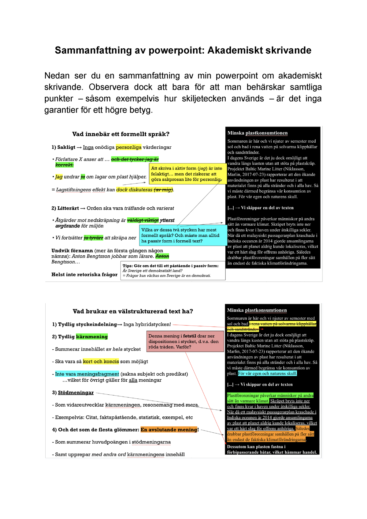 Sammanfattning Av Powerpoint - Akademiskt Skrivande - Sammanfattning Av ...