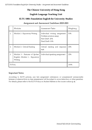 PSE Outline Student Sample 1 Overwork Culture - topic. ELTU 1001 ...