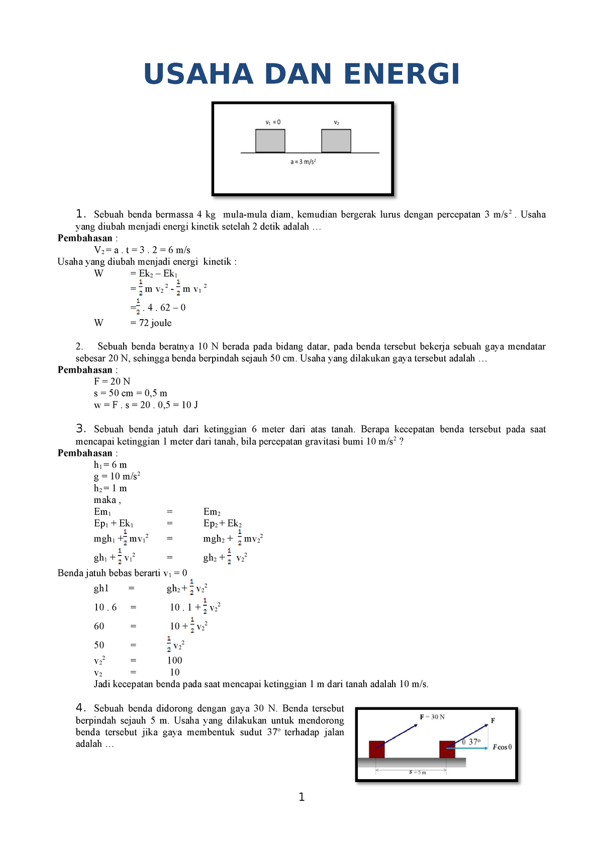 82279599 Usaha Dan Energi Soal Dan Pembahasan - USAHA DAN ENERGI 1 ...
