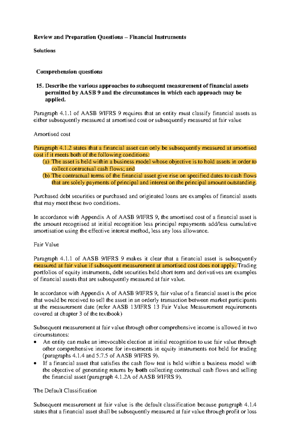 Week 6 Financial Instruments - Review and Preparation Questions ...