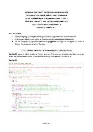 Intro to IT and Programming - Group Assignment 1 - 2021 - NATIONAL ...