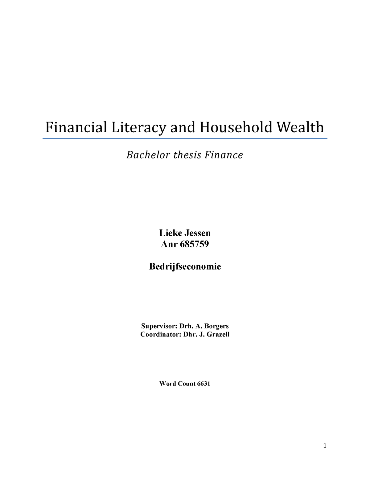 thesis on household finance