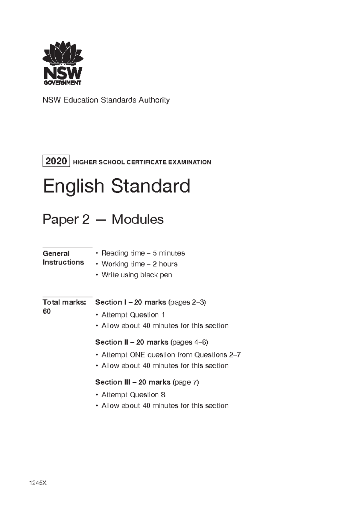 2020 hsc english standard paper 2