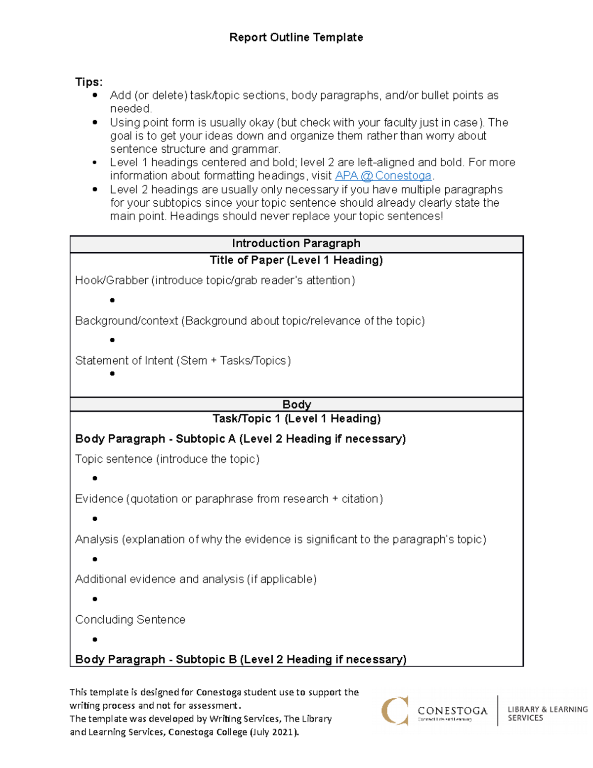 Report Outline Template - Report Outline Template Tips: Add (or delete ...