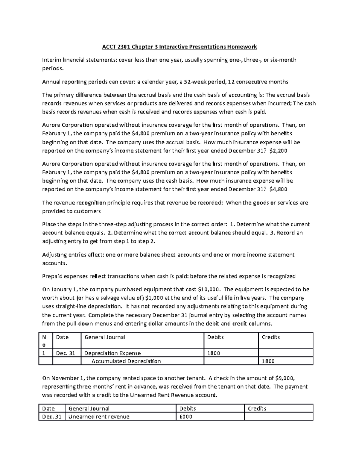 ACCT 2301 Chapter 3 Interactive Presentations Homework - ACCT 2301 ...