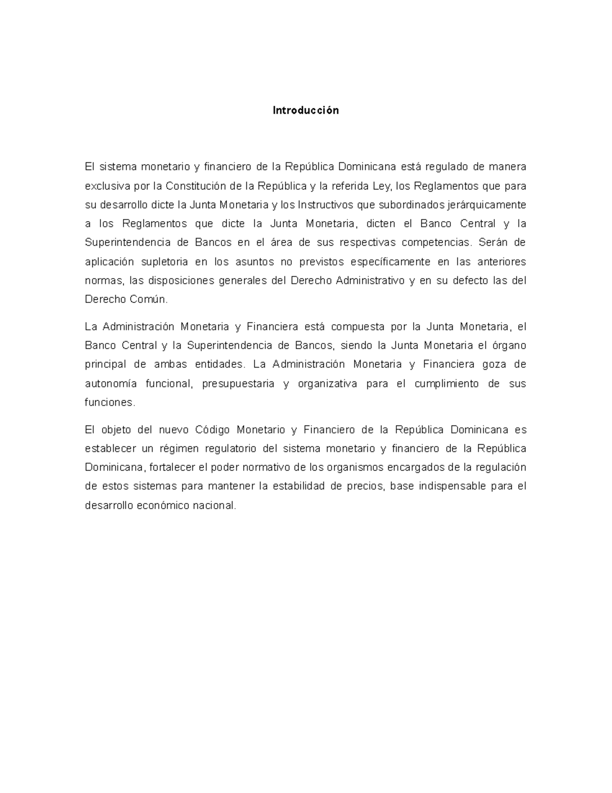 Ensayo Sobre La Ley 183-02 - Introducción El Sistema Monetario Y ...