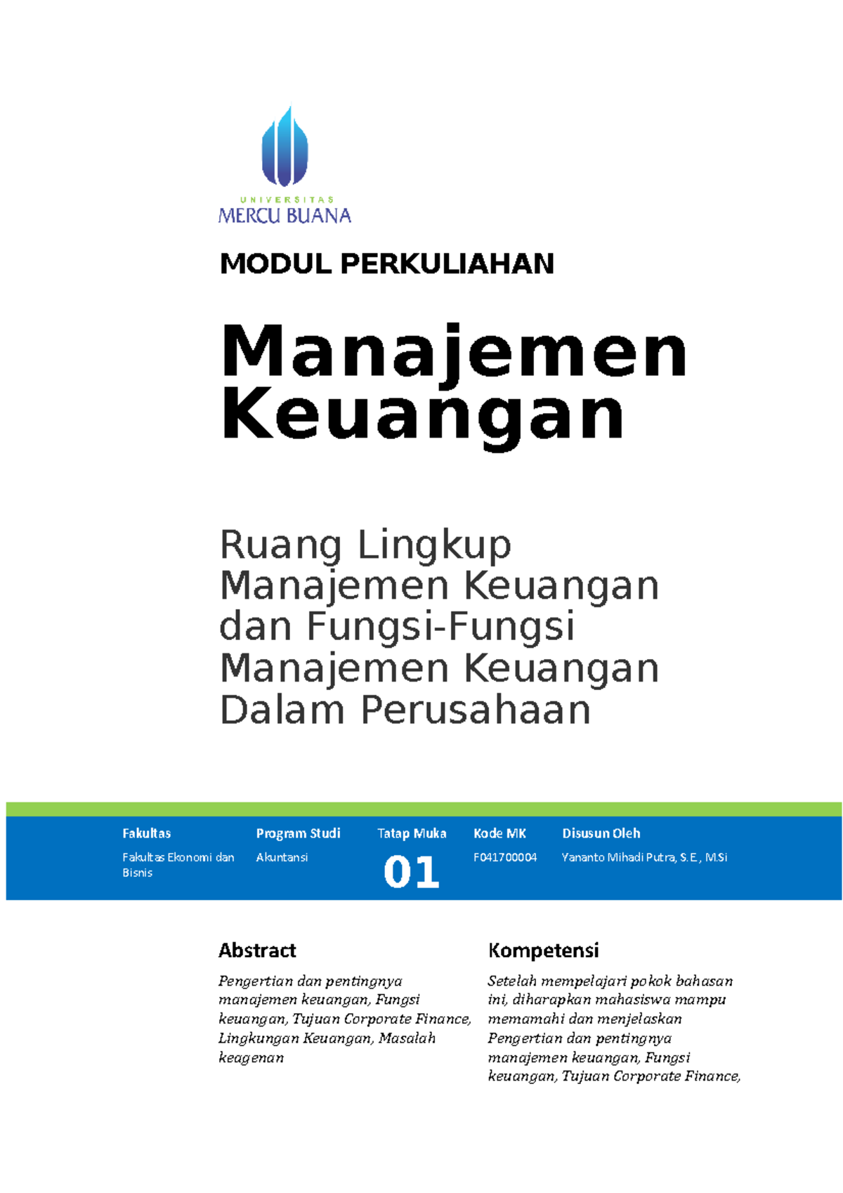 Modul Manajamen Keuangan BAB01 M01 - MODUL PERKULIAHAN Manajemen ...