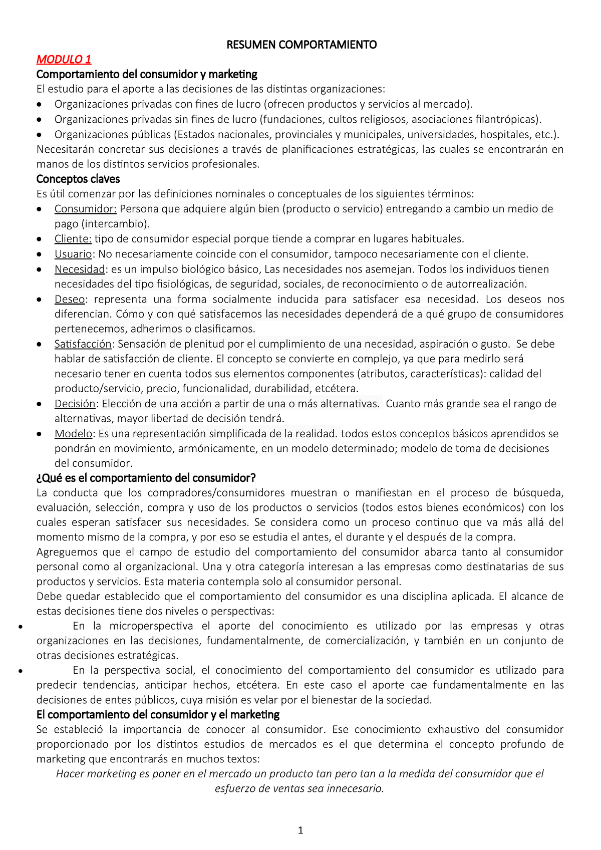 Resumen Comportamiento Del Consumidor Bien - RESUMEN COMPORTAMIENTO ...