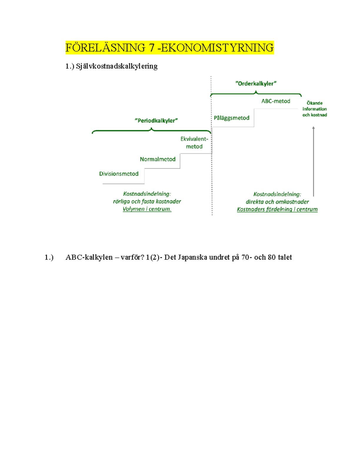 Föreläsning 7 - F 7 I EKONOMISTYRNING - FÖRELÄSNING 7 -EKONOMISTYRNING ...