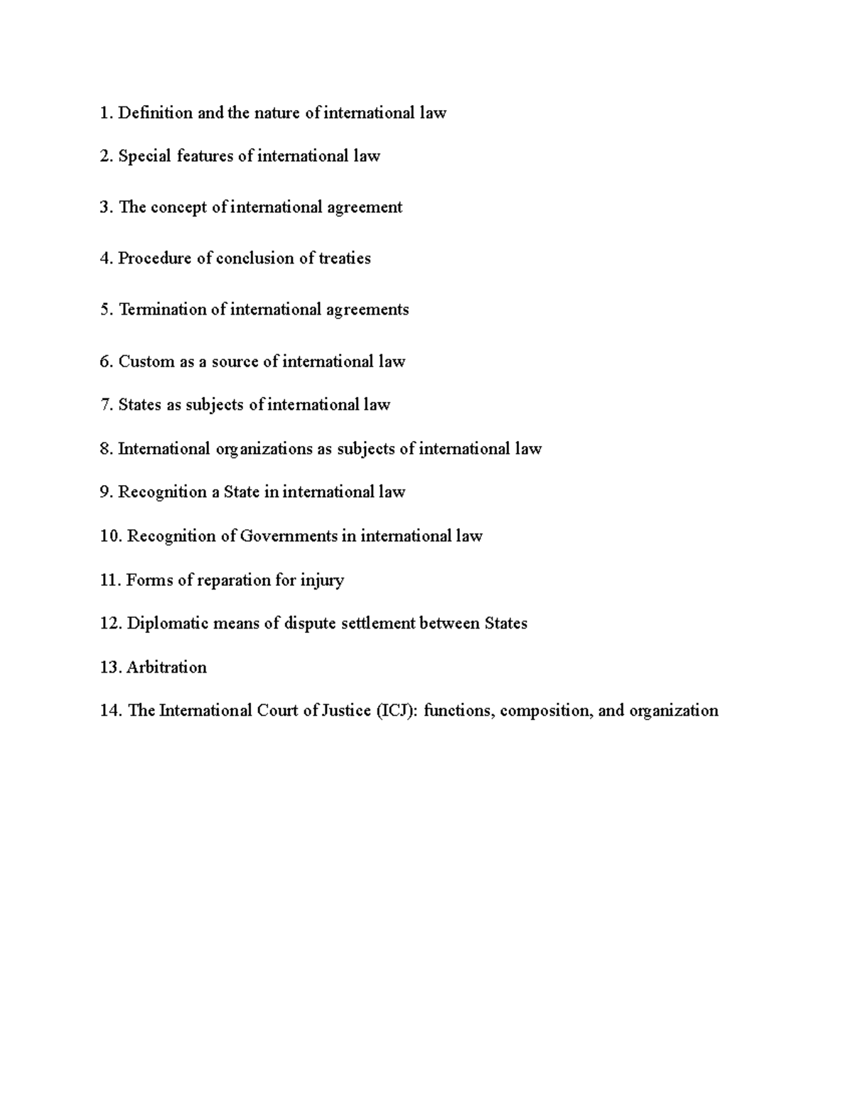 Public international law exam - 1. Definition and the nature of ...
