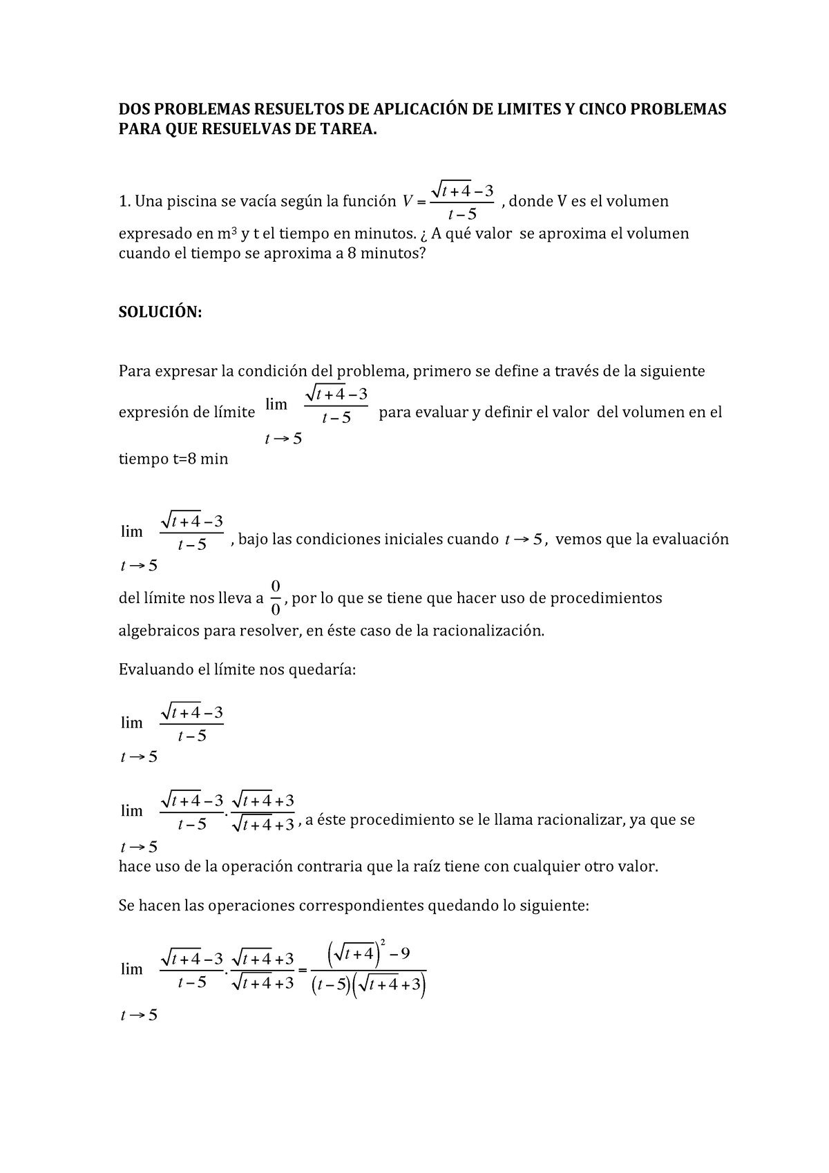 Aplicacion De Limites - Dasdas - DOS PROBLEMAS RESUELTOS DE APLICACIÓN ...