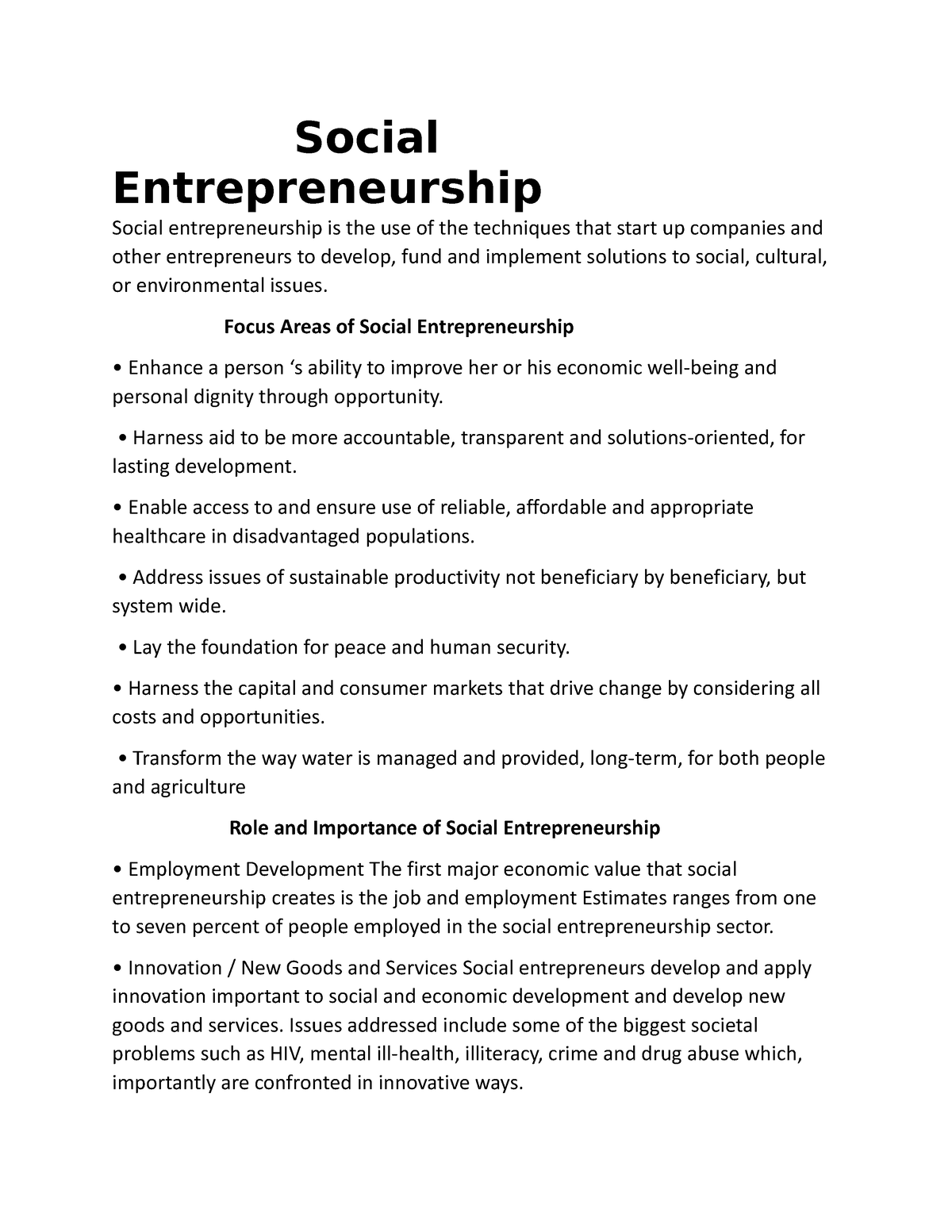 assignment on social entrepreneurship