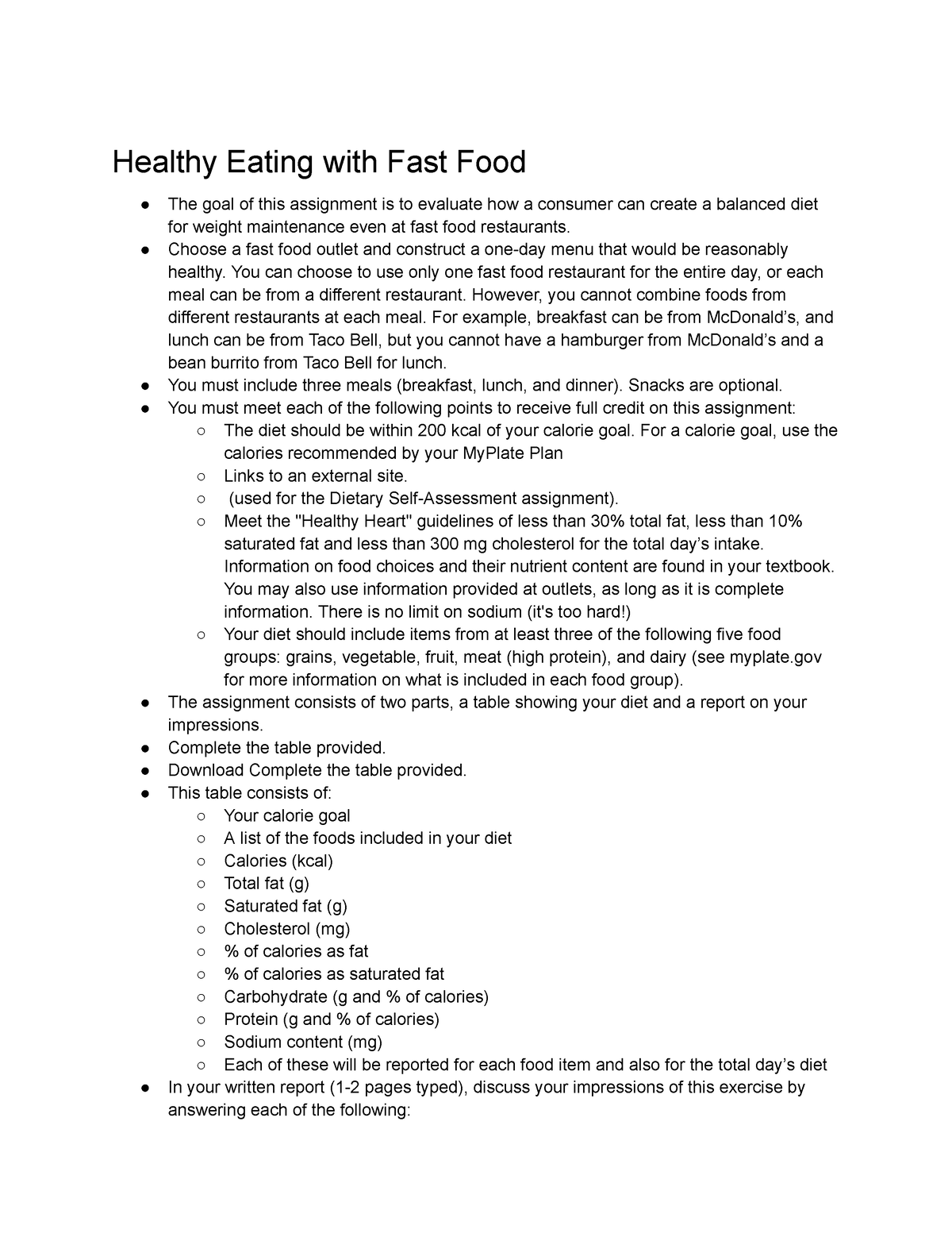 Healthy eating with fast food guidelines - Healthy Eating with Fast ...