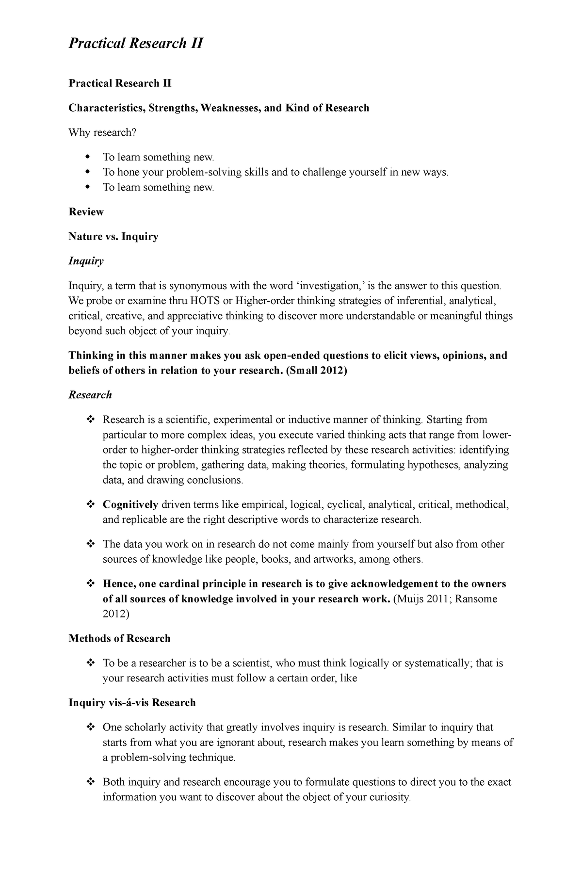 Practical-Research-II- Handout - Practical Research II Characteristics ...