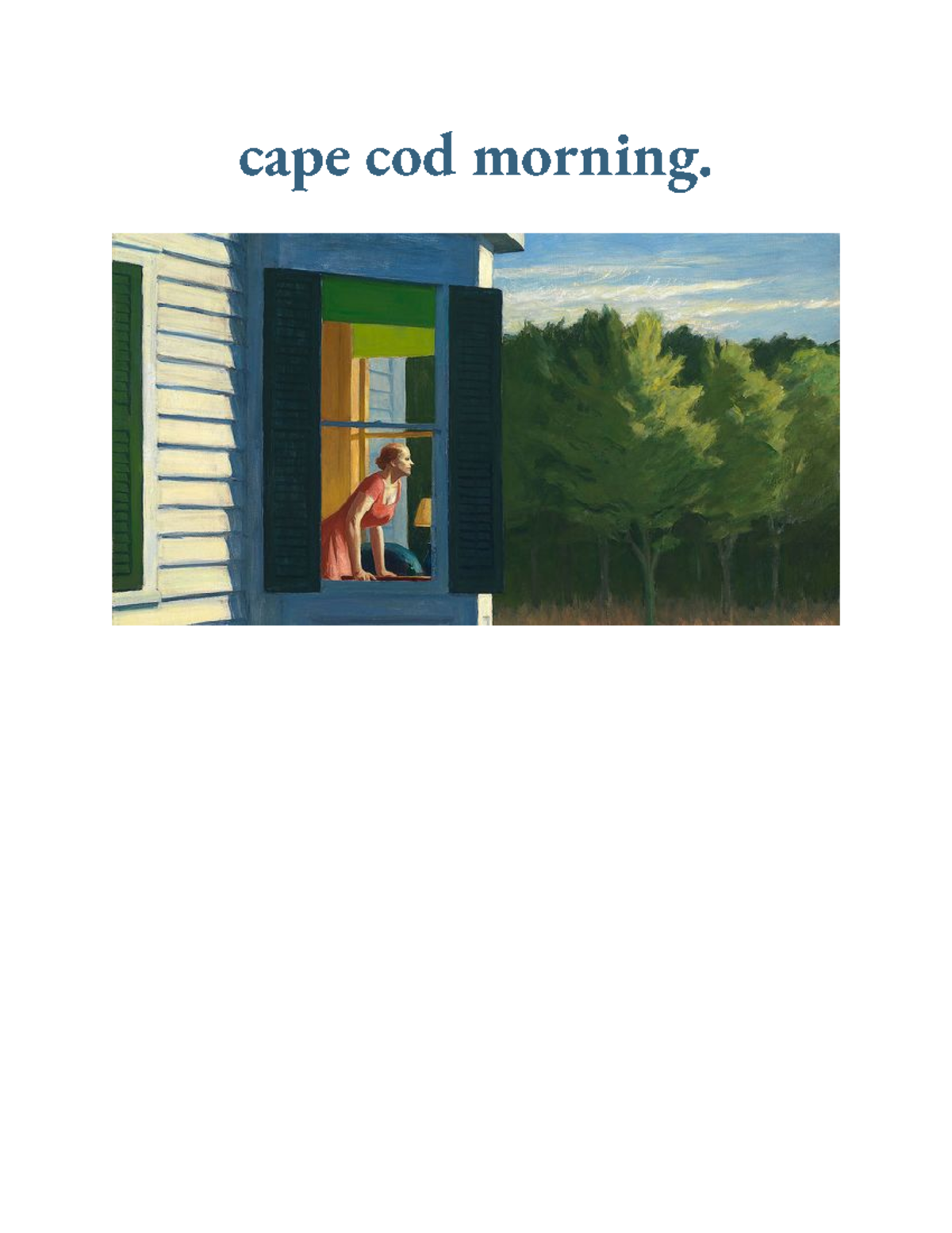 Edward Hopper - Cape Cod morning - cape cod morning. sobre l’autor ...