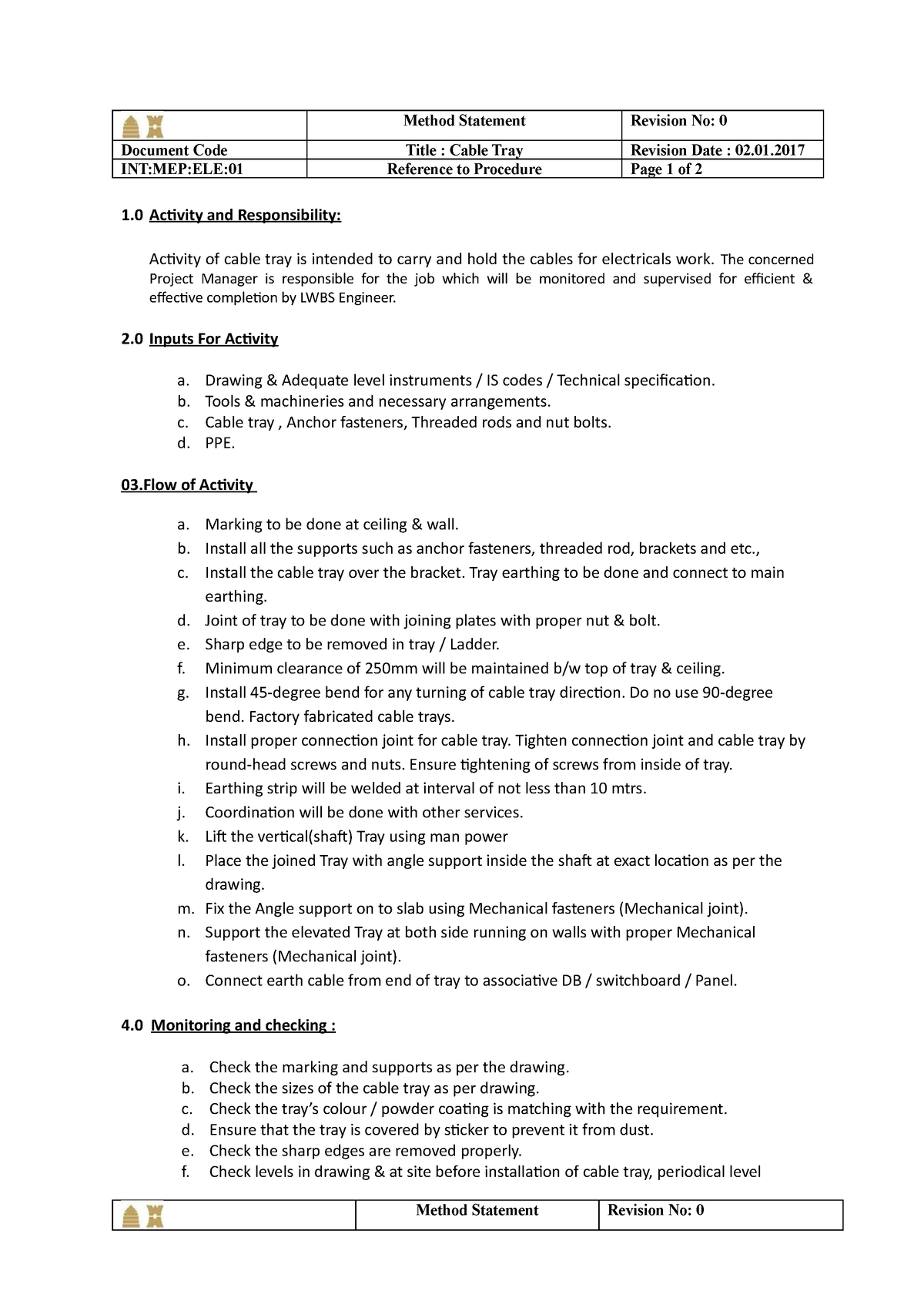 method-statement-for-cable-trays-method-statement-revision-no-0