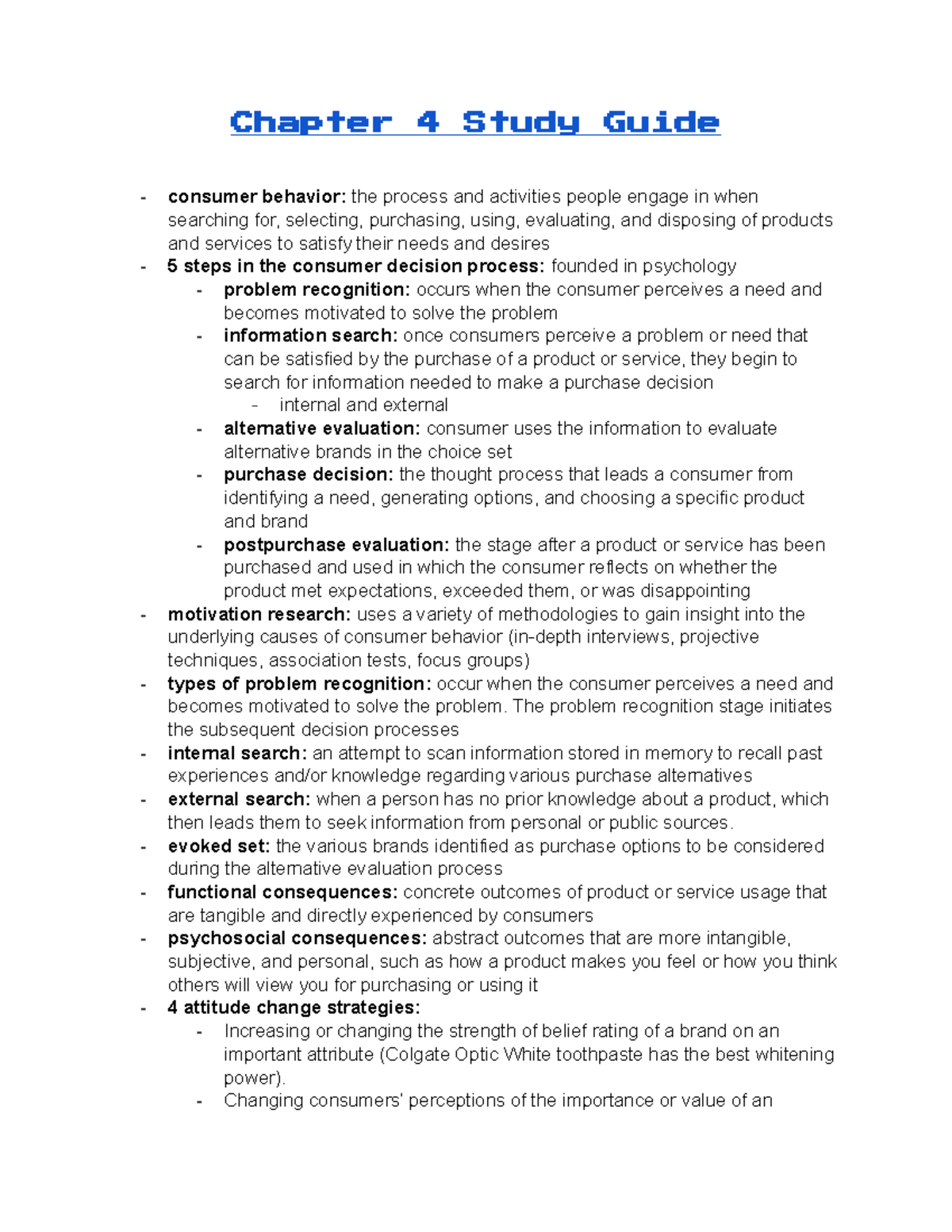 Chapter 4 - Professor: Nathan David - Chapter 4 Study Guide consumer ...