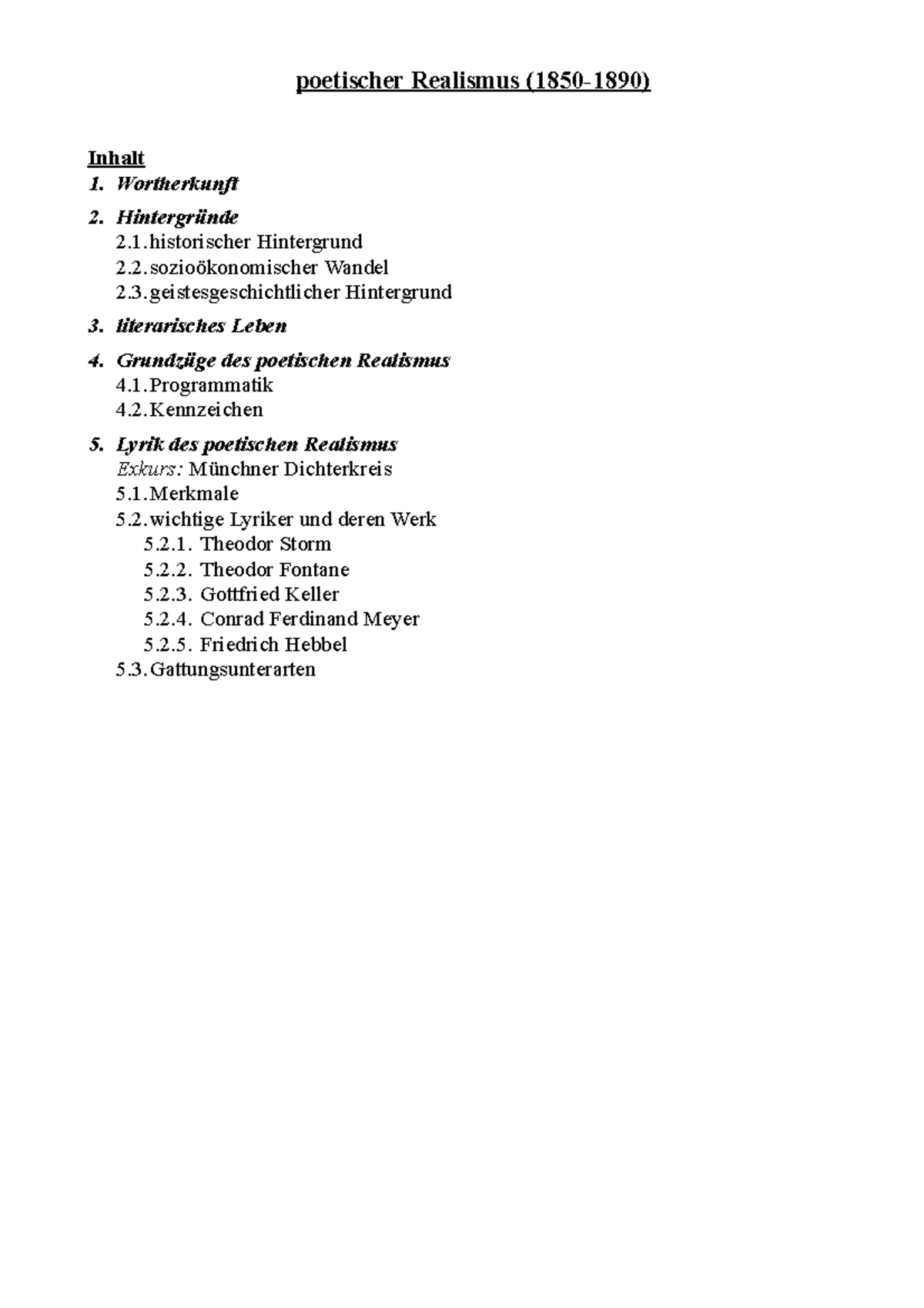 09 - Lyrik des Realismus (ausführlich) - poetischer Realismus (1850 ...
