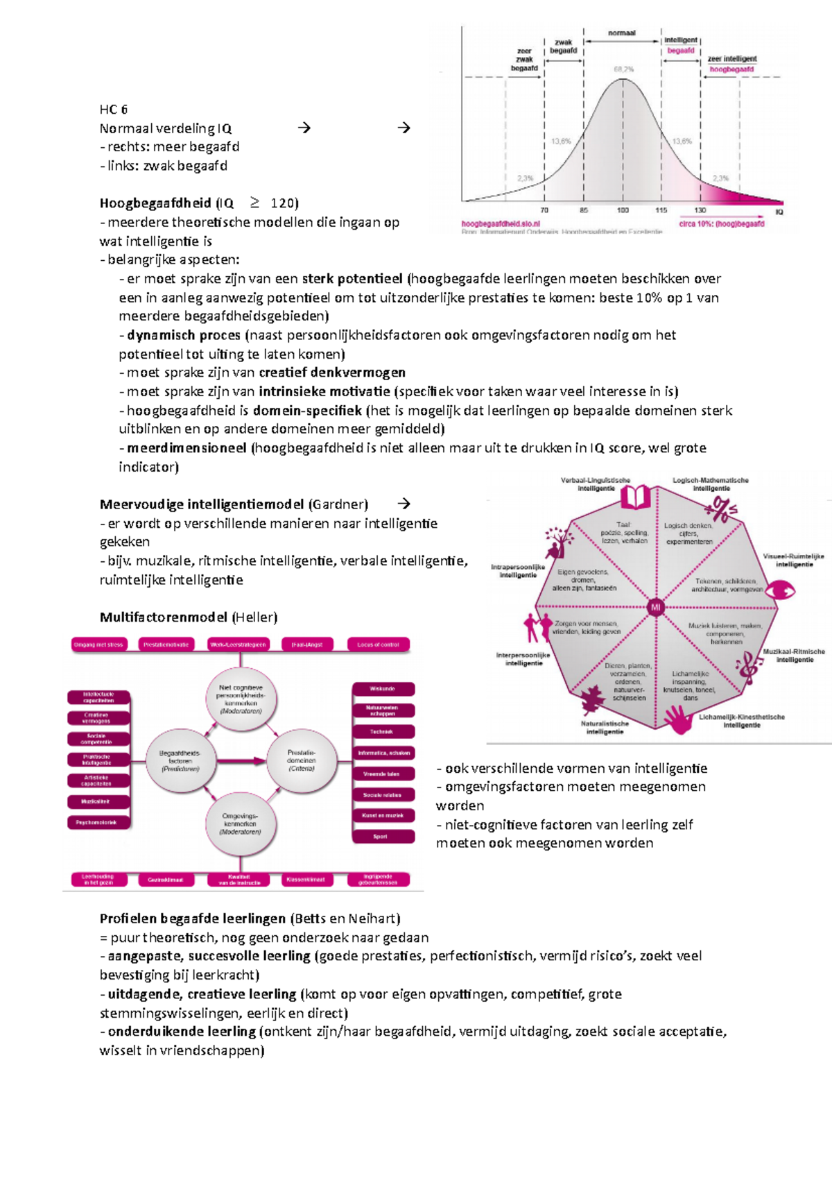 HC 6 College Aantekeningen 6 HC 6 Normaal Verdeling IQ Rechts Meer Begaafd Links Zwak
