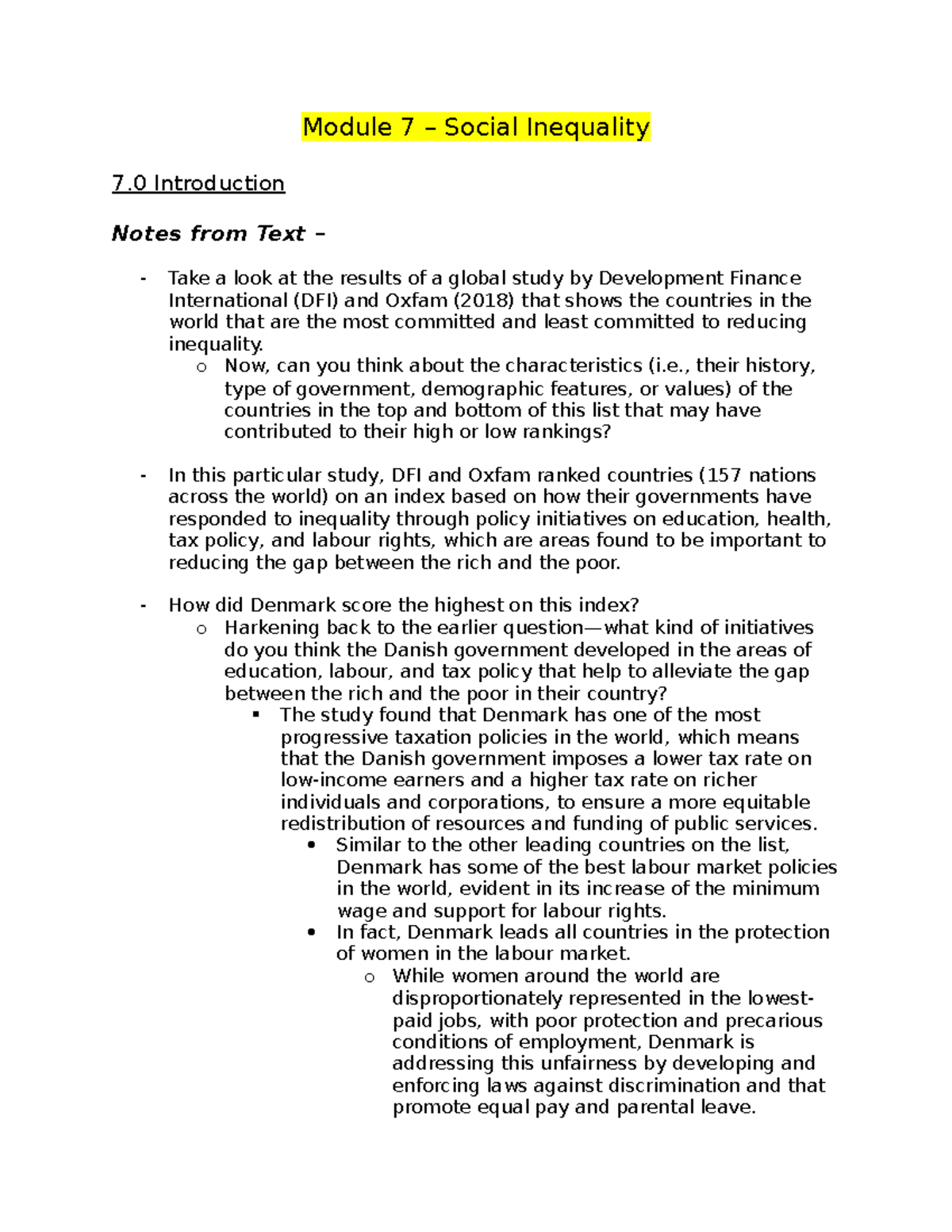 Module 7 - notes - Module 7 – Social Inequality 7 Introduction Notes ...