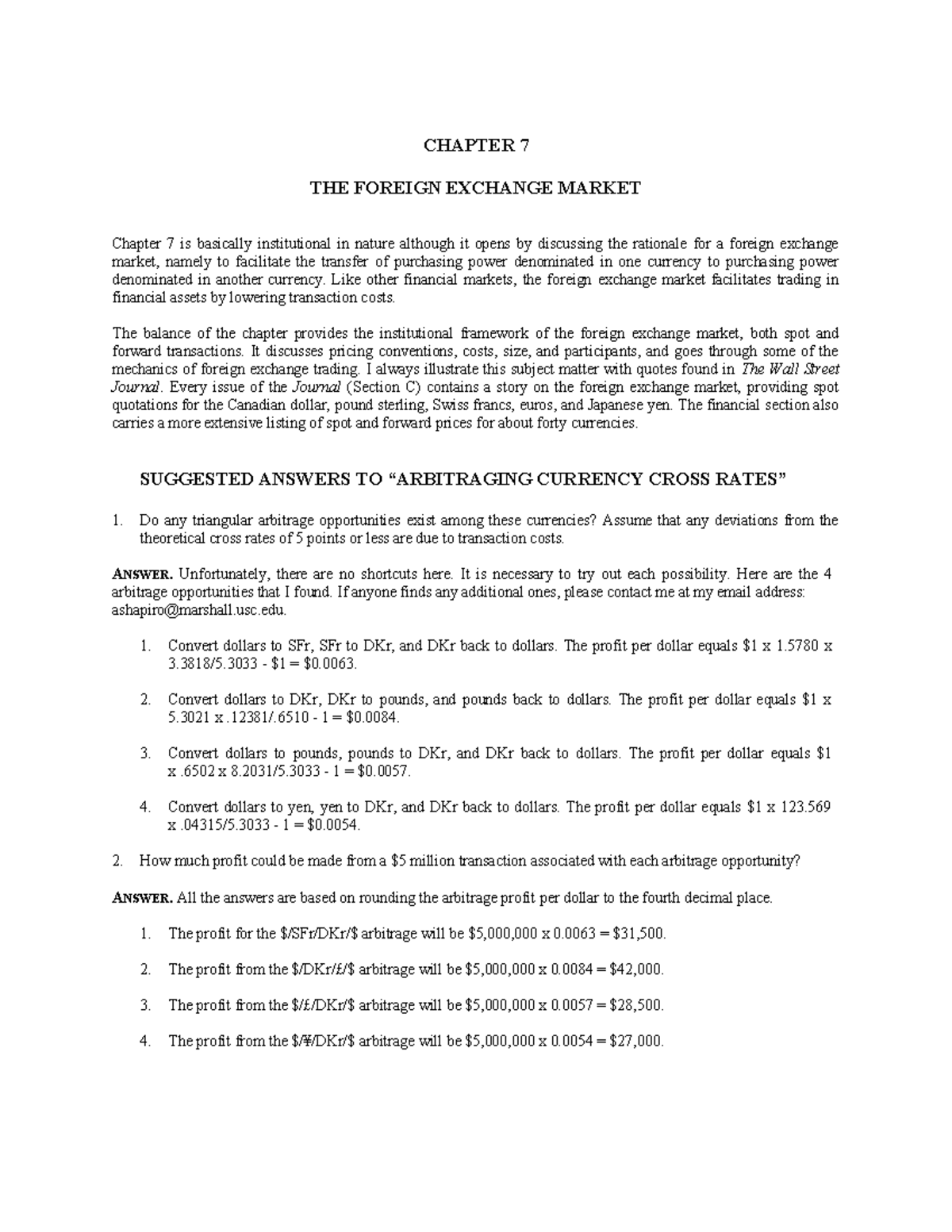 Shapiro 10e ch07 Chapter Solutions - CHAPTER 7 THE FOREIGN EXCHANGE ...