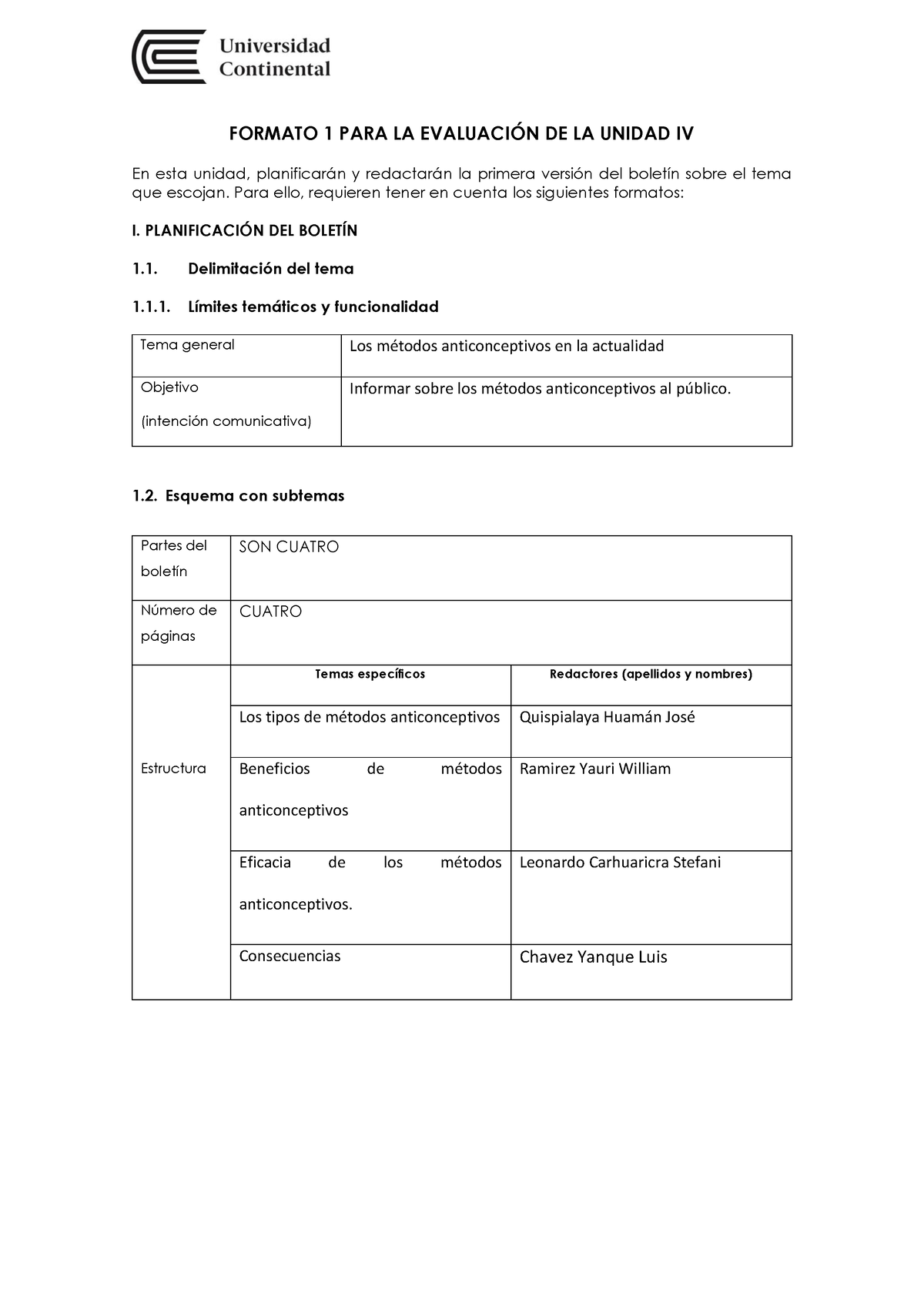 1. Formato 1 - Planificación Josesito - FORMATO 1 PARA LA EVALUACI”N DE ...