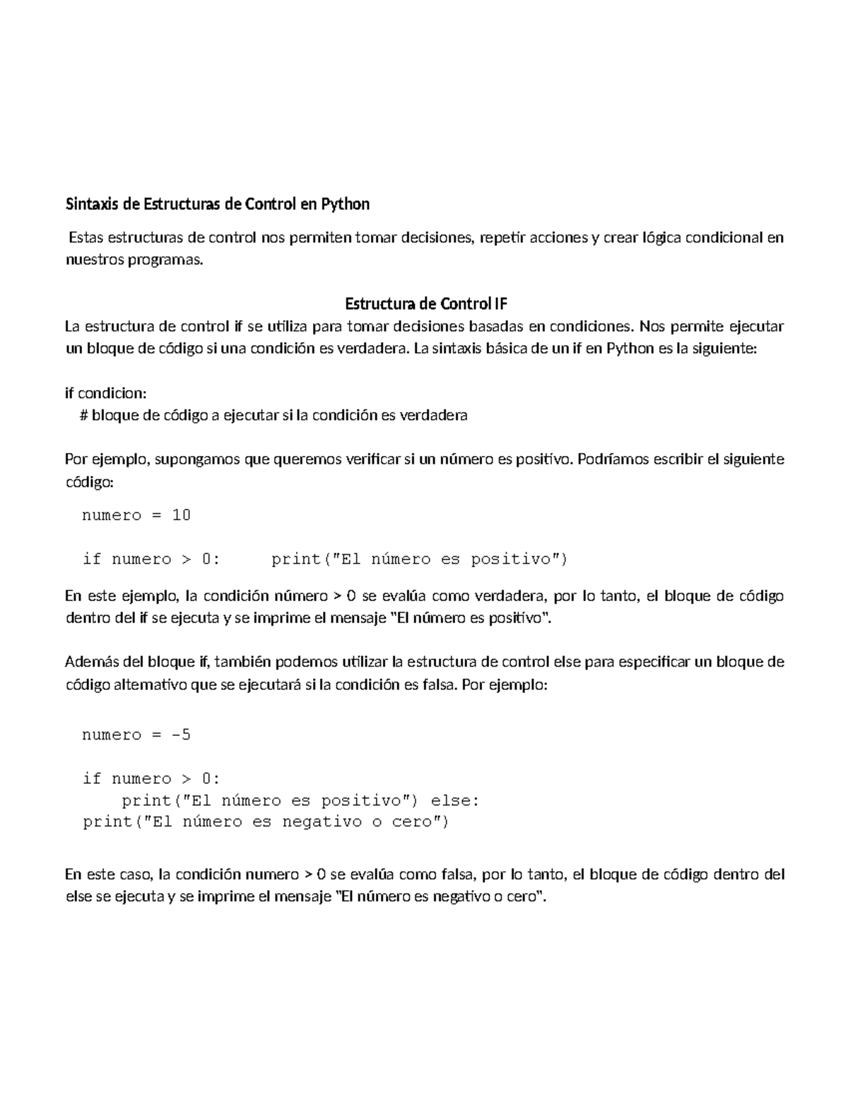 formato de creacion de pynthon - Sintaxis de Estructuras de Control en ...
