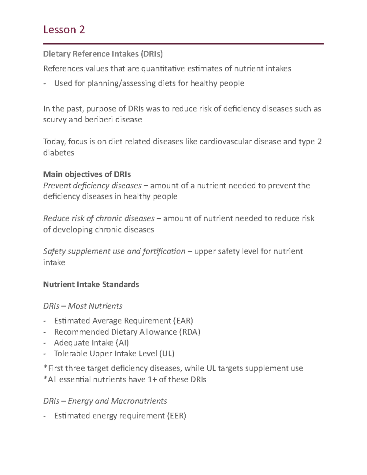 Lesson 2 Catherine Calogeropoulos Lesson 2 Dietary Reference