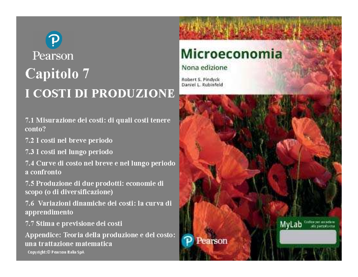 Cap07 microeconomia slide, fatte molto bene - Capitolo 7 I COSTI DI ...